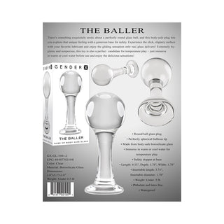 Gender X The Baller Round Glass Anal Plug Clear - Horny Stoner