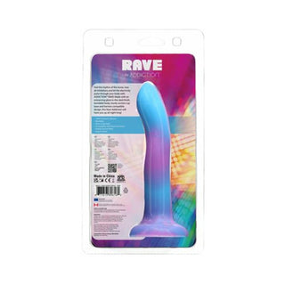 Addiction Rave Bendable 8 in. Silicone Dildo Glow in the Dark Blue Purple - Horny Stoner