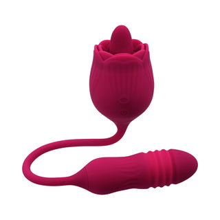 Evolved Wild Rose Rechargeable Dual-Ended Silicone Thrusting Egg & Flicking Tongue Vibrator Red - Horny Stoner