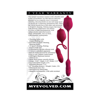 Evolved Wild Rose Rechargeable Dual-Ended Silicone Thrusting Egg & Flicking Tongue Vibrator Red - Horny Stoner