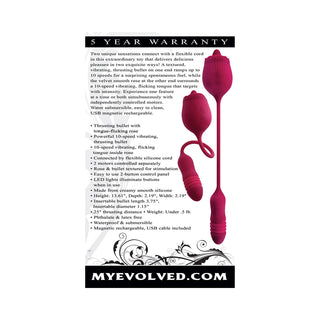 Evolved Wild Rose Rechargeable Dual-Ended Silicone Thrusting Egg & Flicking Tongue Vibrator Red - Horny Stoner