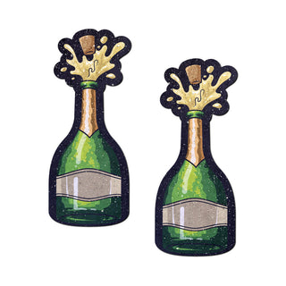 Pastease Champagne Bottle Sparkling Nipple Pasties Erupting Bubbly - Horny Stoner