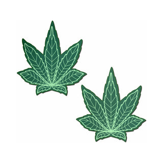 Pastease Indica Pot Leaf: Green Weed Nipple Pasties - Horny Stoner