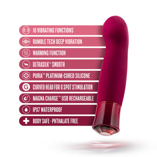 Oh My Gem Classy Rechargeable Warming Silicone G-Spot Vibrator Garnet - Horny Stoner