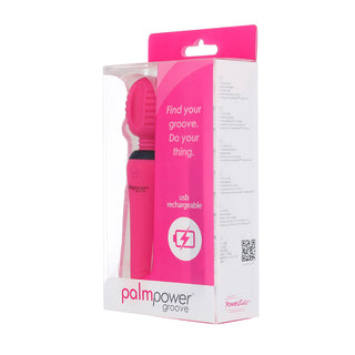 PalmPower Groove Rechargeable Silicone Mini Wand Massager Fuchsia - Horny Stoner