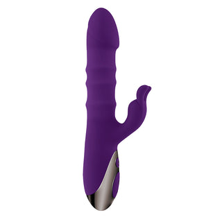 Playboy Hop To It Rechargeable Thrusting Silicone Dual Stimulation Vibrator Acai - Horny Stoner