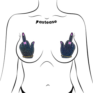 Pastease Glitter Fuck You Middle Finger Pasties - Horny Stoner