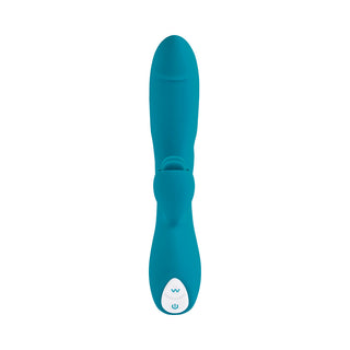Evolved Fierce Flicker Rechargeable Dual Stim Vibe Silicone Teal - Horny Stoner