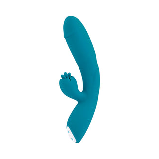 Evolved Fierce Flicker Rechargeable Dual Stim Vibe Silicone Teal - Horny Stoner