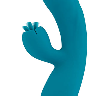 Evolved Fierce Flicker Rechargeable Dual Stim Vibe Silicone Teal - Horny Stoner