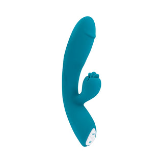 Evolved Fierce Flicker Rechargeable Dual Stim Vibe Silicone Teal - Horny Stoner