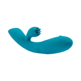 Evolved Fierce Flicker Rechargeable Dual Stim Vibe Silicone Teal - Horny Stoner