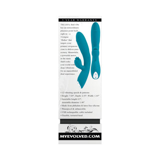 Evolved Fierce Flicker Rechargeable Dual Stim Vibe Silicone Teal - Horny Stoner