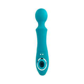 Evolved Wanderful Sucker Rechargeable Wand with Suction Silicone Teal - Horny Stoner