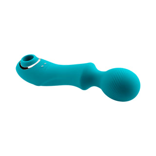 Evolved Wanderful Sucker Rechargeable Wand with Suction Silicone Teal - Horny Stoner