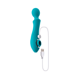 Evolved Wanderful Sucker Rechargeable Wand with Suction Silicone Teal - Horny Stoner