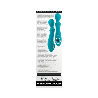 Evolved Wanderful Sucker Rechargeable Wand with Suction Silicone Teal - Horny Stoner
