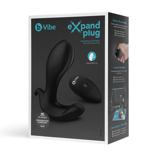 b-Vibe Expand Expanding and Vibrating Remote Control Plug Black - Horny Stoner