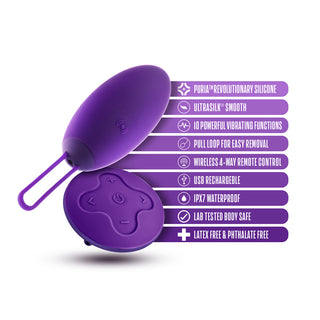 Wellness Imara Vibrating Egg with Remote Purple - Horny Stoner