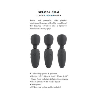 Selopa Buzz One Out Rechargeable Silicone Mini Wand Vibrator Black - Horny Stoner