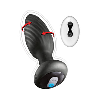Ass-Sation Remote Vibrating and Rotating Anal Plug Black - Horny Stoner
