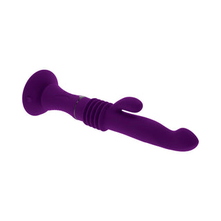 Playboy Hoppy Ending Rechargeable Silicone Thrusting Rabbit Vibrator Acai - Horny Stoner