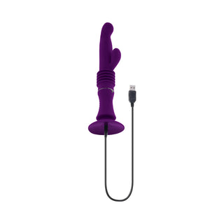 Playboy Hoppy Ending Rechargeable Silicone Thrusting Rabbit Vibrator Acai - Horny Stoner