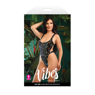 Fantasy Lingerie Vibes Eat Me Flash Reactive Mushroom-Print Bodysuit - Horny Stoner