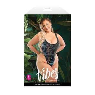 Fantasy Lingerie Vibes Eat Me Flash Reactive Mushroom-Print Bodysuit - Horny Stoner