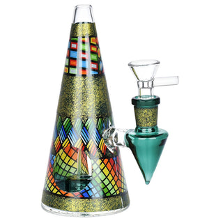 Conical Stained Glass Water Pipe - 6.25" / 14mm F