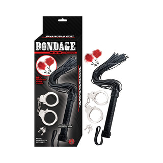 Bondage By Nasstoys Whip,Feather & Cuff Kit
