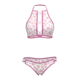 Magic Silk Daisy Halter Bralette & Panty Set Daisy Print - Horny Stoner