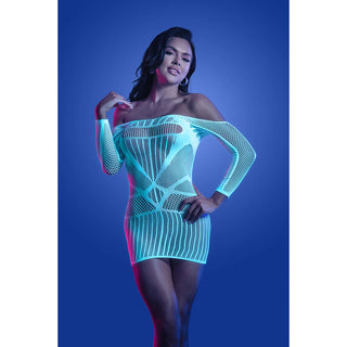 Fantasy Lingerie Glow Ascension Glow-in-the-Dark Seamless Long Sleeve Dress - Horny Stoner