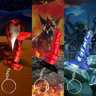 Creature Cocks Hell-Hound, Lord Kraken & King Cobra Silicone Keychain Set - Horny Stoner