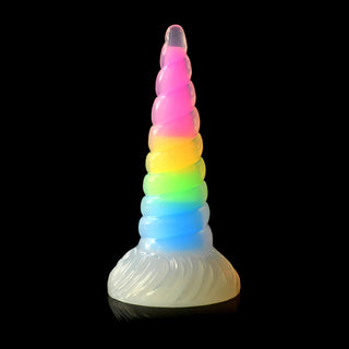 Creature Cocks Uni-Glow Glow-in-the-Dark Rainbow Silicone Dildo - Horny Stoner
