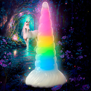 Creature Cocks Uni-Glow Glow-in-the-Dark Rainbow Silicone Dildo - Horny Stoner