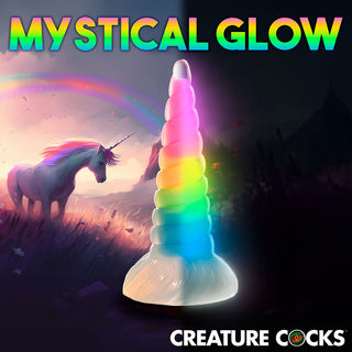 Creature Cocks Uni-Glow Glow-in-the-Dark Rainbow Silicone Dildo - Horny Stoner