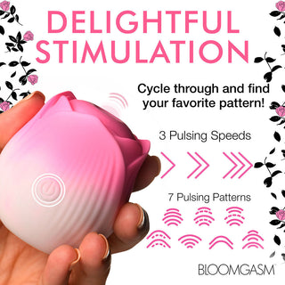 Bloomgasm Pulsing Petals Throbbing Rose Stimulator Pink - Horny Stoner