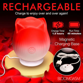 Bloomgasm Pulsing Petals Throbbing Rose Stimulator Red - Horny Stoner