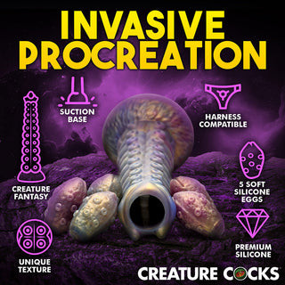 Creature Cocks Deep Invader Tentacle Ovipositor Silicone Dildo with Eggs - Horny Stoner