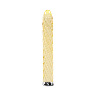 Playboy Twist Of Fate Rechargeable Glass Vibrator Yellow - Horny Stoner