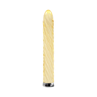 Playboy Twist Of Fate Rechargeable Glass Vibrator Yellow - Horny Stoner