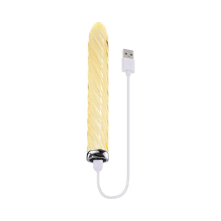 Playboy Twist Of Fate Rechargeable Glass Vibrator Yellow - Horny Stoner