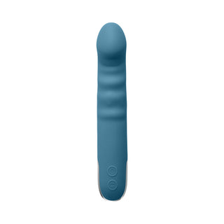 Evolved Queen Of All Trades Rechargeable Silicone Thrusting and Rotating Vibrator Teal - Horny Stoner