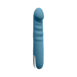 Evolved Queen Of All Trades Rechargeable Silicone Thrusting and Rotating Vibrator Teal - Horny Stoner