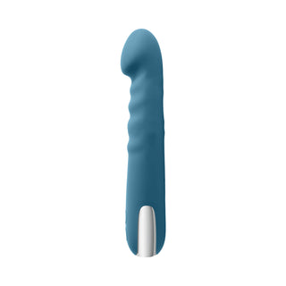 Evolved Queen Of All Trades Rechargeable Silicone Thrusting and Rotating Vibrator Teal - Horny Stoner