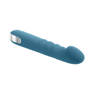 Evolved Queen Of All Trades Rechargeable Silicone Thrusting and Rotating Vibrator Teal - Horny Stoner