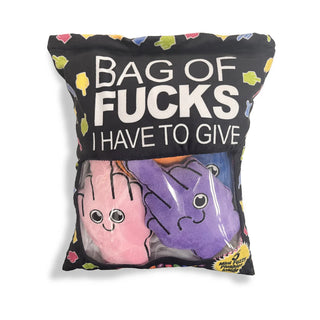 Bag of Fucks I Have to Give Plushy Pillow with 5 Plush Middle Fingers