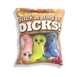 Suck a Bag of Dicks Plushy Pillow with 5 Plush Dicks