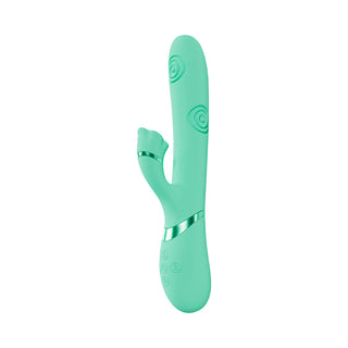 VIVE Fiore Rechargeable G-Spot Air Wave and Tapping Flared Clit Stimulator Green